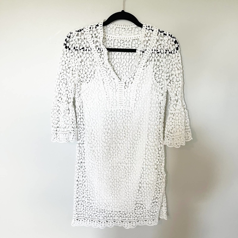 Kate spade crochet lace shift dress ivory women’s size 0‎